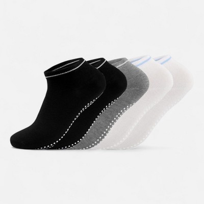 Anna-Kaci Women's 5-Pack Ankle Grip Socks with Non-Slip Soles for Everyday Indoor Comfort