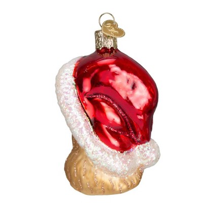 Hand-Painted Glass Santa Kitten Christmas Tree Ornament