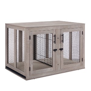 unipaws Wooden Dog Crate with Cushion & Tray - 1 of 4