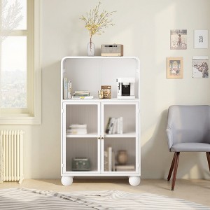 FONTOI Living Room Freestanding Display Storage Cabinet Bathroom Organizers Kitchen Pantry Cabinet Small Buffet Cabinet White, 27.56"* 13.78"*45.28" - 1 of 4