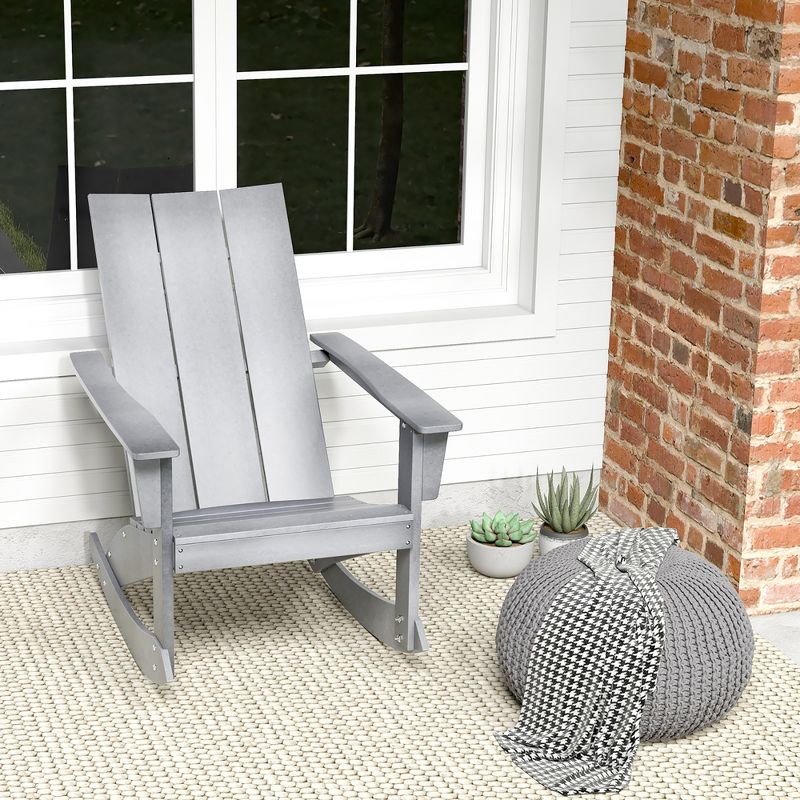 Costway Patio Adirondack Rocking Chair All Weather HDPE Porch Rocker 330lbs Grey Outdoor, 4 of 11