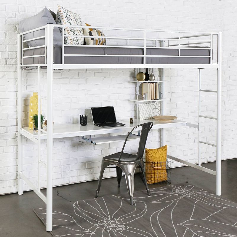 Twin Analise Metal Loft Bed with Wood Desk - Saracina Home, 3 of 6