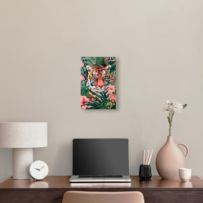 Tropical Jungle Tiger Canvas Wall Art in Vibrant Colors, 10" x 15"
