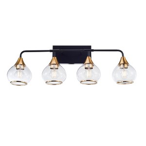 Home Decorative Bedroom Bathroom Vanity Light Matte Black Antique Brass Iron Glass 4 Light E26 Bulb Wall Light - 1 of 1