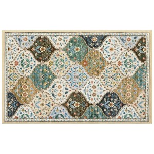 Washable Non Slip Floral Print Vintage Area Rugs for Living Room Bedroom, Soft Low Pile Dining Room Carpet for Home Office - 1 of 4
