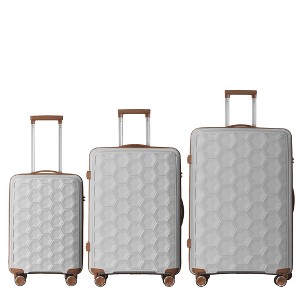 MAYEERTY 3-Piece Luggage Set Lightweight Travel Suitcases with TSA lock & Moulded Corner, Carry on Business Luggages, White - 20"/24"/28" - 1 of 4