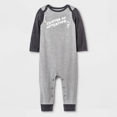 Baby Boys' 'Center Of Attention' Romper - Cat & Jack™ Gray 6-9M