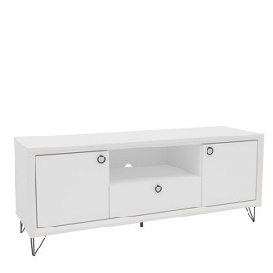 Oslo TV Stand for TVs up to 65" White - Polifurniture: Modern Media Console with Storage Cabinets & Shelves - 1 of 4
