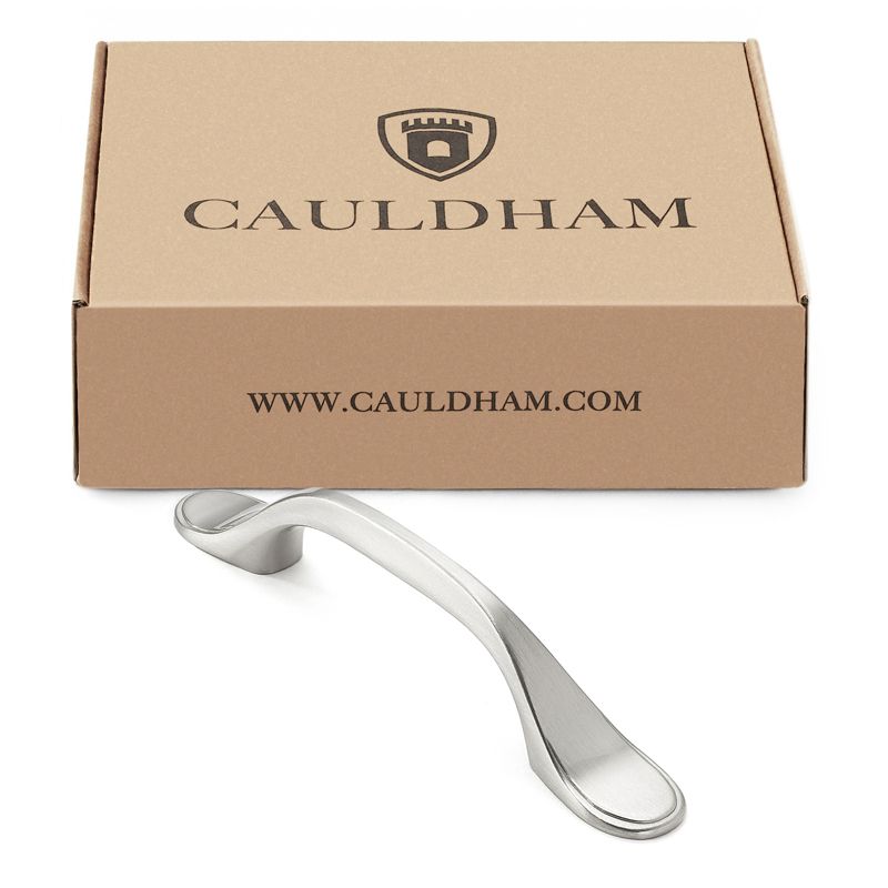 Cauldham Premium Kitchen Cabinet Handles (3" Hole Centers) - Traditional Spoon Foot Drawer/Door Hardware - Style T747 - Satin Nickel, 4 of 6
