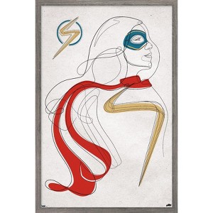 Trends International Marvel Ms. Marvel - Line Drawing Framed Wall Poster Prints - 1 of 4