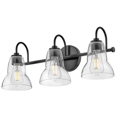 Vera Black 3-Light Vanity with Clear Glass Shades