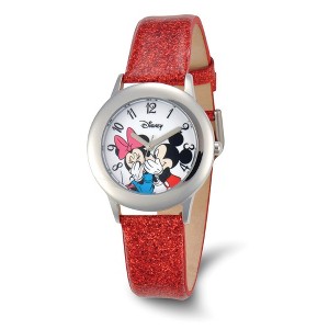Black Bow Jewelry Disney Girls Minnie & Mickey Red Leather Tween Watch - 1 of 3