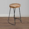 Royal Hampton Mango Wood Industrial Saddle Seat Iron Counter Height Stool, 24 Inch, Set of 2 - 3 of 4