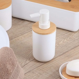 Evideco French Home Goods Modern Bamboo-Top Soap Dispenser, 10 fl oz, Sturdy Pump for Kitchen & Bathroom - 1 of 4