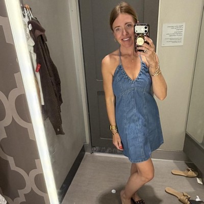 Women's Mini Halter Denim Dress - Universal Thread Medium Wash 3X