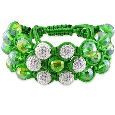 EVERLY JEWELRY | Multiple-color Cord Shambhala Bracelet with Cubic Zirconia Beads - Multiple Stone and Cord Color Options