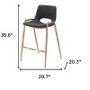 HomeRoots Set of Two 26" Black And Gold Faux Leather And Steel Low Back Counter Height Bar Chairs - 3 of 4