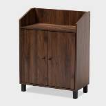 Rossin Walnut Finished 2 Door Wood Entryway Shoe Storage Cabinet with Open Shelf Brown - Baxton Studio