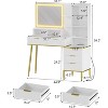 Makeup Vanity Desk with HD Lighted Mirror, Solid Wood Legs, and Power Outlet - Modern Fluted Design with Storage Shelf for Bedroom or Dressing Room - 2 of 4