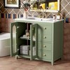 FAMYYT 36 in. Single Sink Freestanding Green Bath Vanity with White Ceramic Top, Adjustable Shelves and 3 Drawers - 2 of 4
