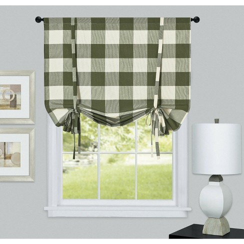 Kate Aurora Country Farmhouse Buffalo Plaid Gingham Tie Up Window ...