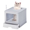 Phiestina Large Enclosed Cat Litter Box with Lid, Detachable Cat Toilet with Litter Scoop & Slide Out Tray, Front Entry Top Exit Door, Gray - 2 of 4