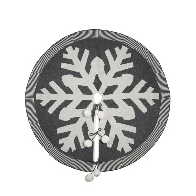 Transpac Polyester 48.03 in. Grey Christmas Neutral Snowflake Tree Skirt