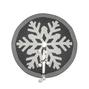 Transpac Polyester 48.03 in. Grey Christmas Neutral Snowflake Tree Skirt - 1 of 2