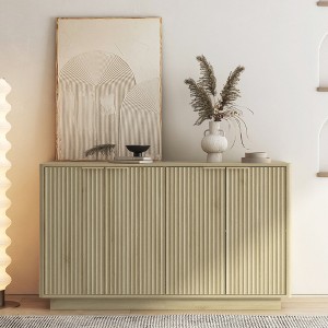 Okak Modern Fluted Storage Buffet Cabinet with 4 Doors & Adjustable Shelves,Decorative Sideboard Accent Cabinet for Dining Room,Kitchen - 1 of 4