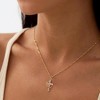 HTUTWOO  18K Gold Plated Crown Cross Pendant Necklace Diamond Cross Necklaces Faith Cross Jewelry First Communion Gifts - 2 of 4