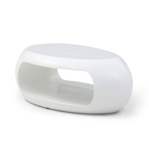 NicBex Modern Oval Fiberglass Coffee Table,Center Cocktail Table for Living Room,Bedroom,Black/White - 1 of 4