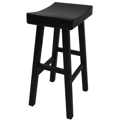 Black Wood 30" Saddle Style Backless Bar Stool