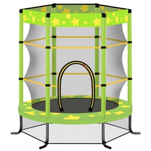 SEVOBAL Trampolines 55 Inch Kids Trampoline with Safety Enclosure Net, 4.5FT Outdoor Indoor Trampoline for Kids, Green, 66"*66"*63.4" - 1 of 4