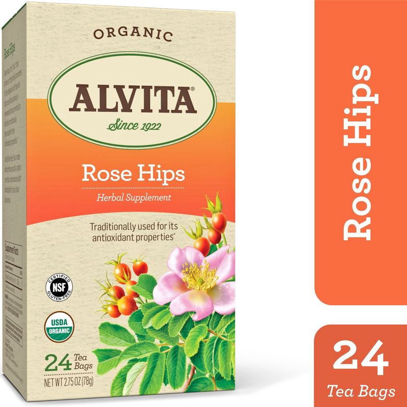 Alvita Organic Rose Hips Herbal Supplement - Soothing Relaxation And Wellness Herbal Tea Bags, Individually Wrapped, 24 Count, 2 of 7