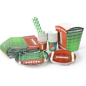 200 pcs Halloween Party Supplies, Halloween Theme Tableware Set Include Dinner Plates Dessert Plates Cups Napkins Cutlery Straws,Disposable Tableware - 1 of 4