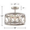 Franklin Iron Works Salima Rustic Farmhouse Ceiling Light Semi Flush Mount 16" Wide Brushed Nickel Gray Wood 3-Light LED for Bedroom Living Room House - 4 of 4