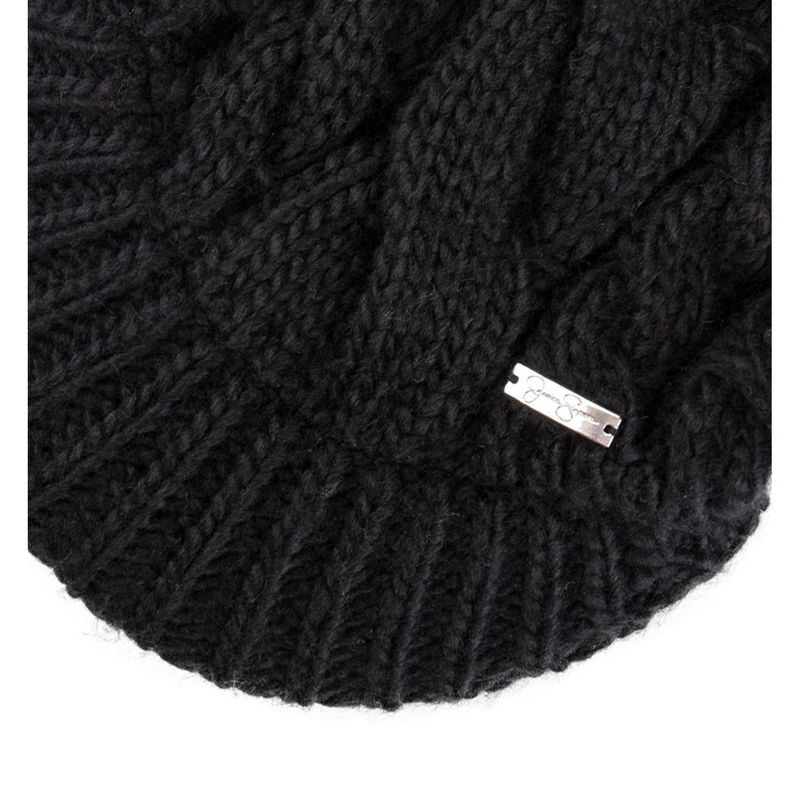 Jessica Simpson Women's Cable Knit Newsboy Beanie Hat with Brim, 4 of 6