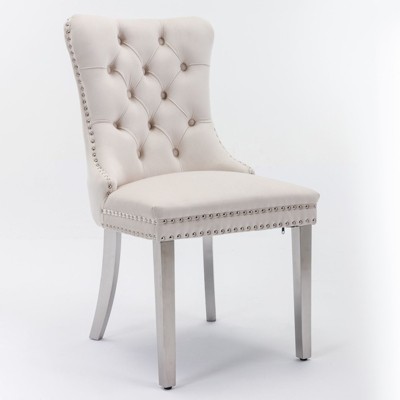 NicBex Dining Chairs Set of 2 Bar stool Upholstered Chair Contemporary Velvet Barstools with Button Tufted Decoration and Wooden Legs
