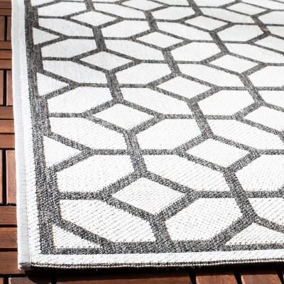 Light Grey and Charcoal Synthetic Rectangular Area Rug 4' x 6'