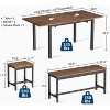 Acekool 5-Piece Dining Table, 63" Extendable Kitchen Table with 2 Benches and 2 Stools, Modern Dining Room Furniture, Easy Assembly, Black - 3 of 4