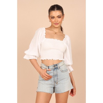 Petal And Pup Womens Isabelle Shirred Puff Sleeve Top : Target