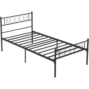 Bed Frame with Headboard and Footboard Featuring Iron Heart Design, Platform Bed for Boys and Girls, No Box Spring Needed, Easy Assembly - 1 of 4