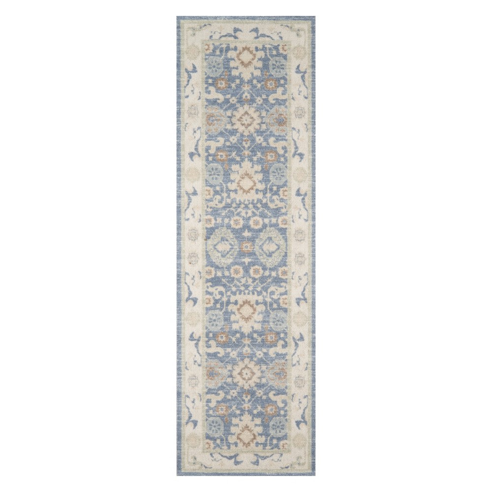  Runner Floral Loomed Light Blue