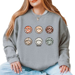 Simply Sage Market S.W.Smiley Leopard Smiley Face Stacked Sweatshirt - 1 of 4