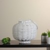 Kaemingk 17.5" Beach Day Weathered White Woven Wood Pillar Candle Lantern - 3 of 3