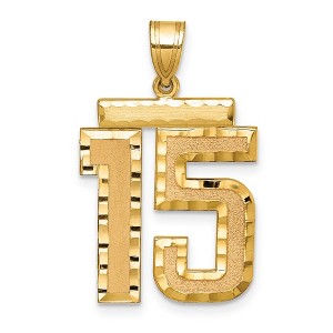 Black Bow Jewelry 14k Yellow Gold, Varsity Collection, Large D/C Pendant Number 15 - 1 of 3