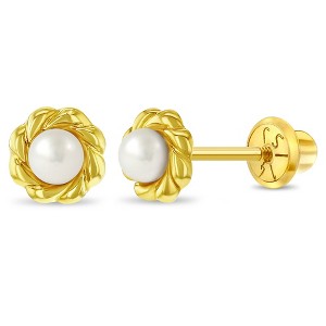 Girls' Elegant Freshwater Pearl Screw Back 14k Gold Earrings - In Season Jewelry - 1 of 4