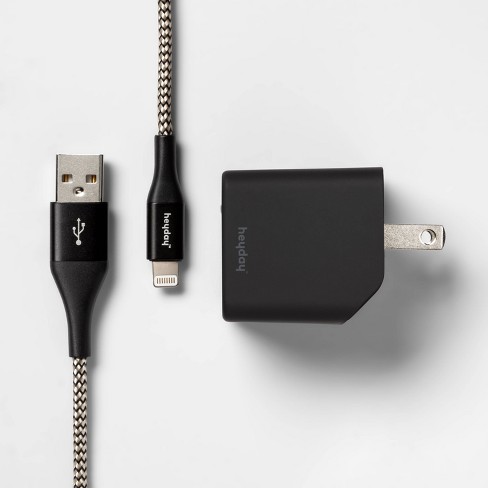 2-port Wall Charger 15w Usb-c & 5w Usb-a (with 6' Lightning To Usb-a Cable)  - Heyday™ Black/gold : Target