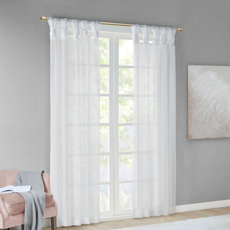 Set of 2 Persis Twisted Tab Voile Sheer Window White, 3 of 9