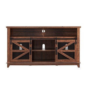 OKD 60" Farmhouse TV Stand w/Sliding Barn Door & Adjustable helves - 1 of 3